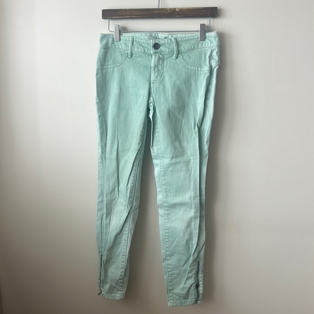 Mint Green - ankle Zipper jeans - 2